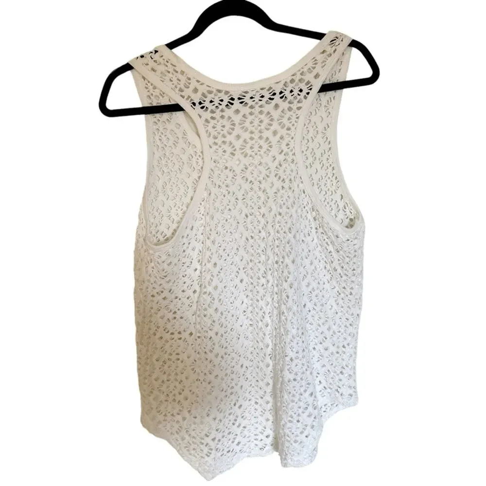 Lace Eyelet Cutout Racerback Tank Top Coverup Top